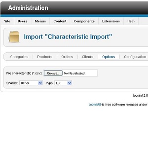 JoomShopping Import / Export: Characteristic products import 