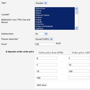 JoomShopping Shippings: Calculate for price 