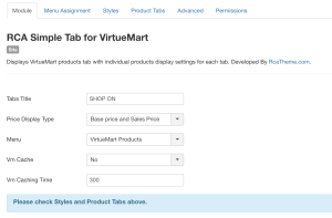 RCA Simple Tab for VirtueMart 